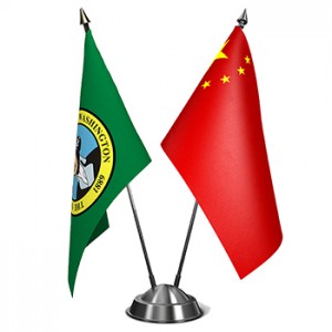 China and Washington State flags