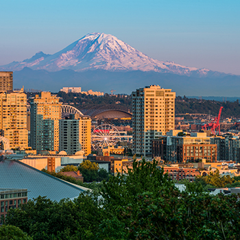 Seattle skyline and Mt Rainier