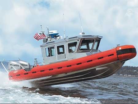 A SAFE Boat, built in Washington State's Kitsap County, undergoes sea trials.