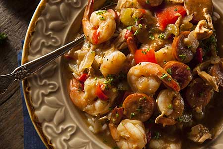 A bowl of shrimp gumbo, an ode to Seattle's James Beard award-winner, JuneBaby.