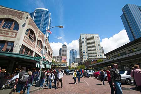 Downtown Seattle as seen from the Pike Place Market.