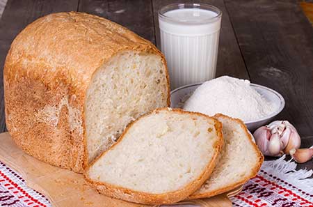 A loaf of fresh bread, right out of the oven.