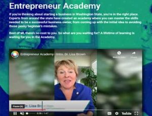 A screen capture of the Entrepreneur Academy home page.